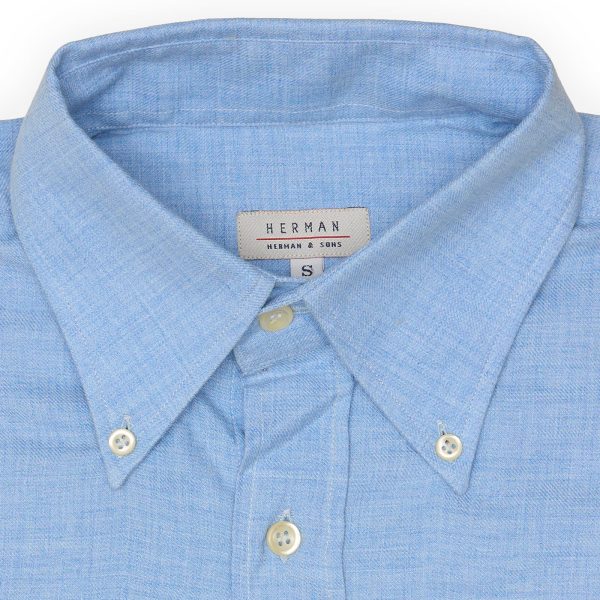 HERMAN Blue Melange Cotton Dress Shirt EU S NEW US 15.5 For Cheap