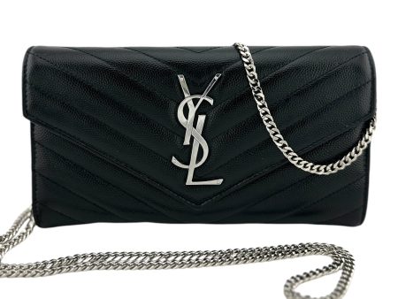 SAINT LAURENT Grain de Poudre Chevron Cassandra YSL Clutch with Unbranded Chain on Sale