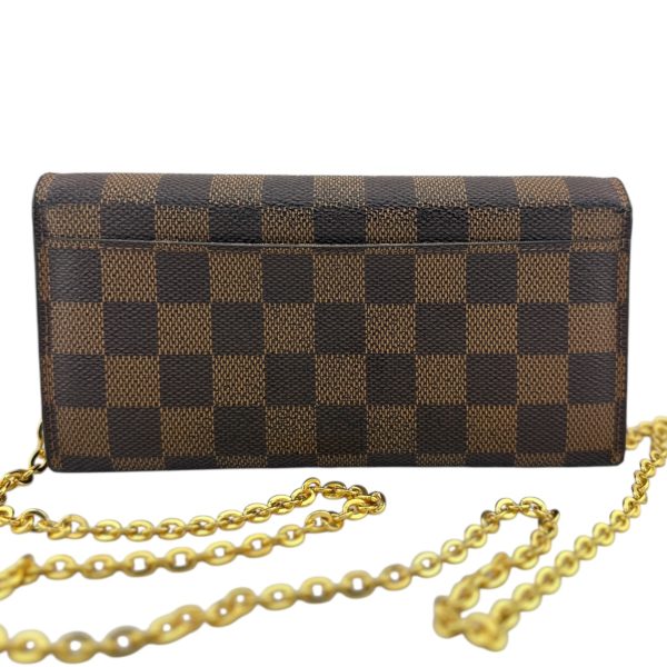 LOUIS VUITTON Damier Ebene Sarah Wallet with Chain Discount