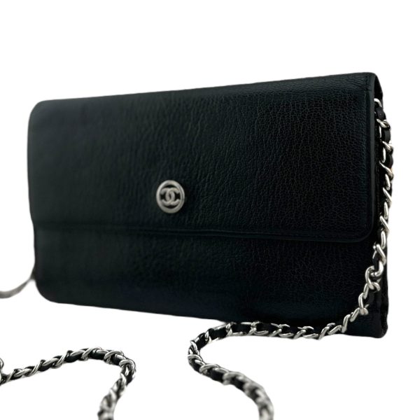 CHANEL Black Calfskin Trifold Wallet Fashion