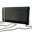 SAINT LAURENT Black Leather Silver Studded Paris Wallet with added Silver Crossbody Chain Hot on Sale