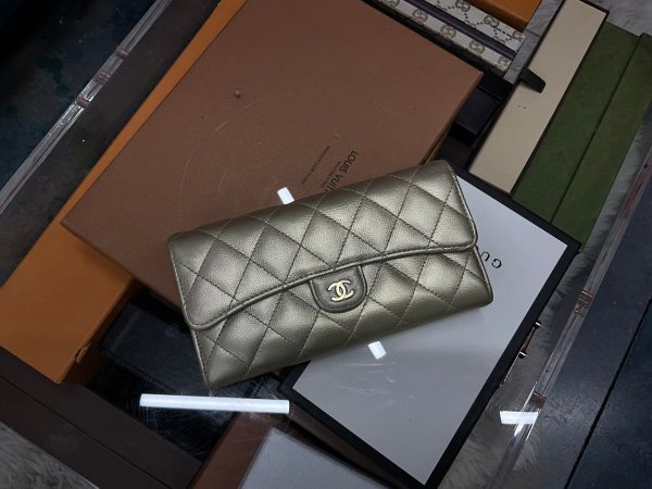 RESERVED FOR BOLABOLLA - Gold CHANEL Lambskin Classic Flap Gusseted Wallet on Sale