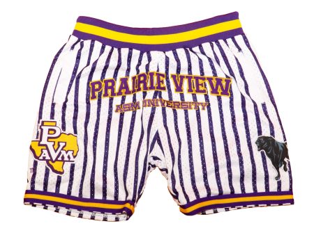 PVAMU BASKETBALL SHORTS WHITE PURPLE PINSTRIPES Cheap