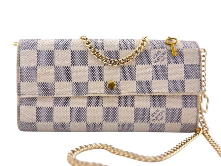 LOUIS VUITTON Damier Azur Sarah Wallet with Chain Online