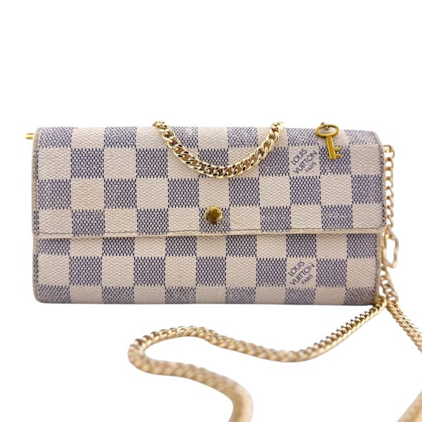 LOUIS VUITTON Damier Azur Sarah Wallet with Chain Online