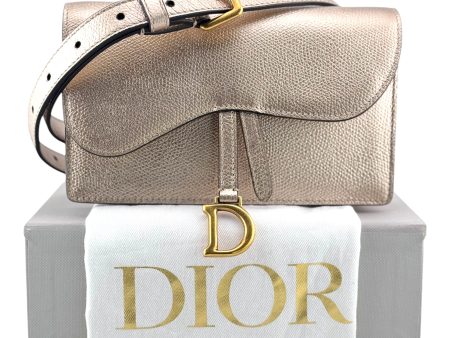 DIOR Gold Leather Saddle Waist Bag & Belt Discount