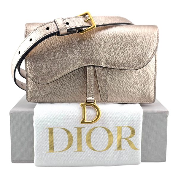 DIOR Gold Leather Saddle Waist Bag & Belt Discount