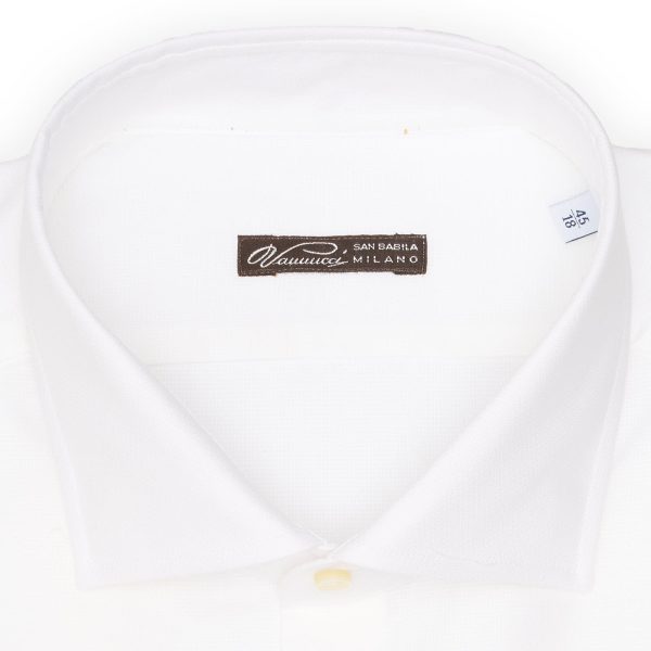 VANNUCCI Milano White Royal Oxford Cotton Dress Shirt EU 45 NEW US 18 Hot on Sale