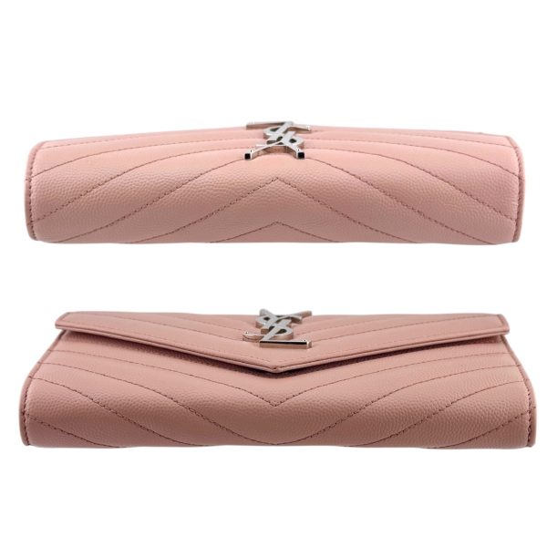 SAINT LAURENT Pink Grain de Poudre Chevron YSL Cassandra Clutch on Chain Online now