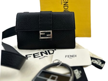 FENDI Cuoio Romano Selleria Baguette Belt Pouch Black Discount