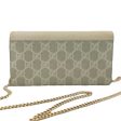 GUCCI Neutral Leather and Coated Canvas GG Marmont Wallet with Chain Supply