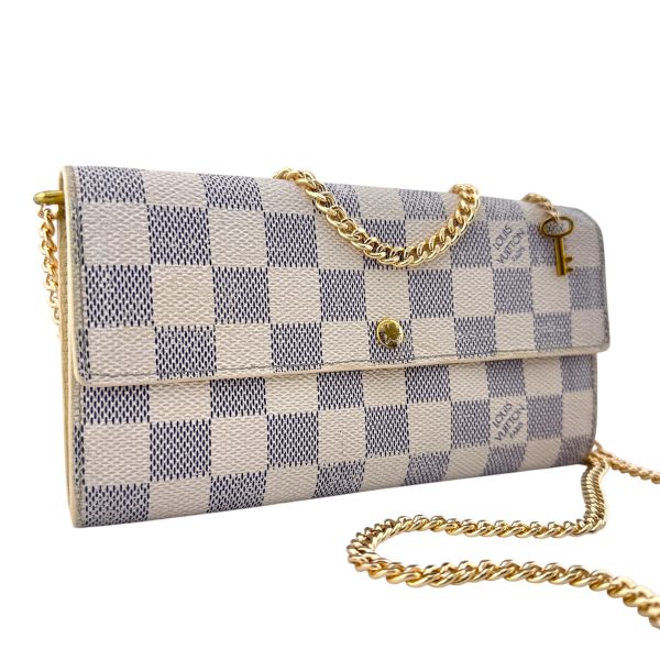 LOUIS VUITTON Damier Azur Sarah Wallet with Chain Online