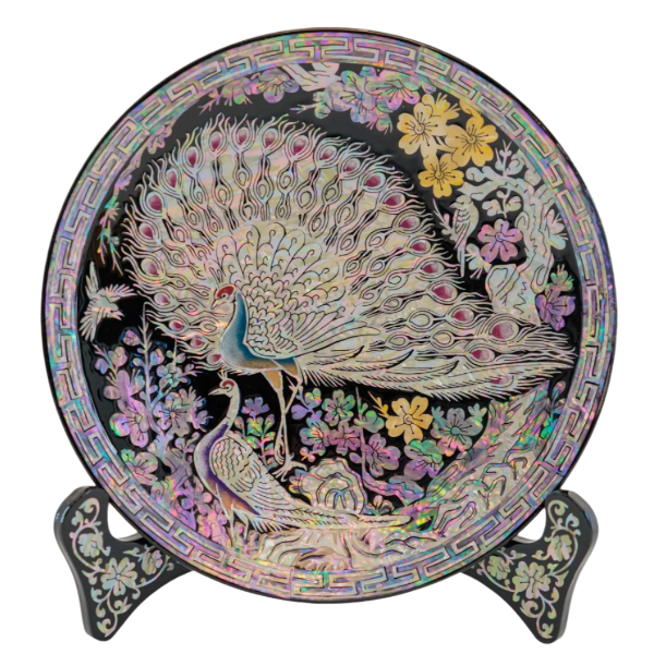 Peacock Plate with Stand For Sale