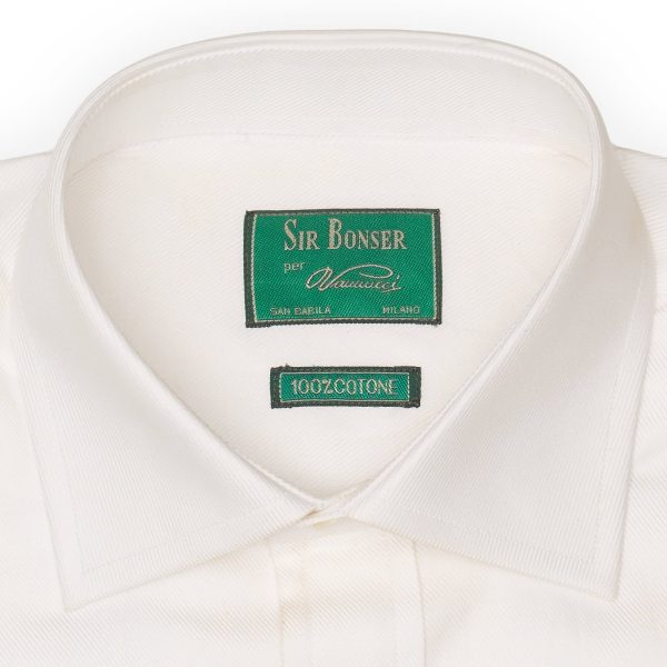 SIR BONSER for Vannucci White Twill Cotton French Cuff Dress Shirt EU 38 NEW US 15 on Sale