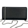 SAINT LAURENT Black Leather Silver Studded Paris Wallet with added Silver Crossbody Chain Hot on Sale