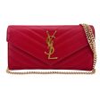 SAINT LAURENT Red Grain de Poudre Chevron Cassandra YSL Clutch with Chain Online