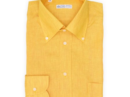 VANNUCCI Milano Orange Melange Linen Casual Shirt EU 39 NEW US 15.5 Online Sale