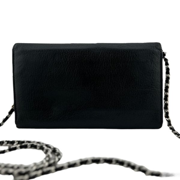 CHANEL Black Calfskin Trifold Wallet Fashion