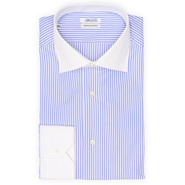 VANNUCCI Milano Blue Bengal Striped Cotton Dress Shirt EU 41 NEW US 16 Online Hot Sale