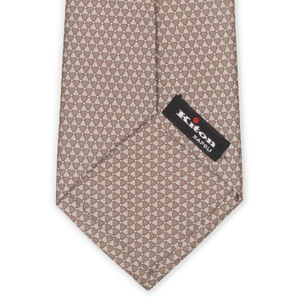 KITON Gray Geometric Seven Fold Silk Tie NEW Hot on Sale