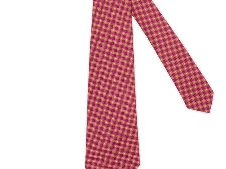 KITON Pink Geometric Seven Fold Silk Tie NEW Cheap