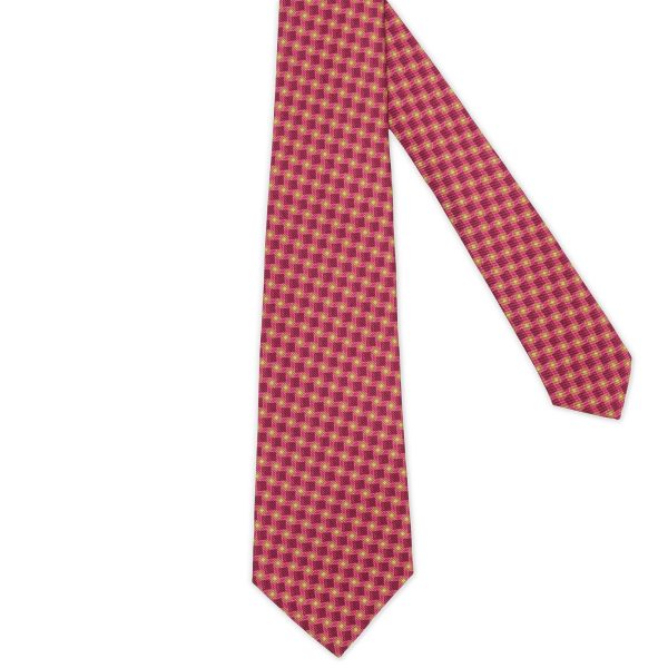 KITON Pink Geometric Seven Fold Silk Tie NEW Cheap