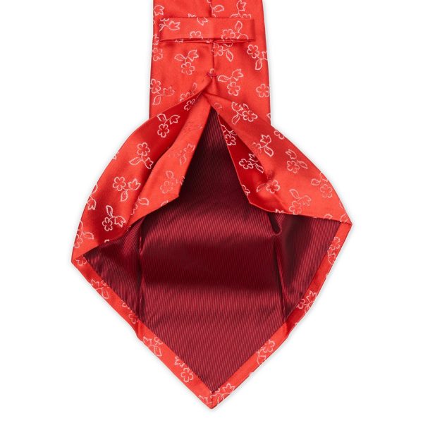 KITON Red Floral Seven Fold Silk Tie NEW Sale