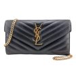 SAINT LAURENT Black Grain de Poudre Chevron Cassandra YSL Clutch with Chain Online