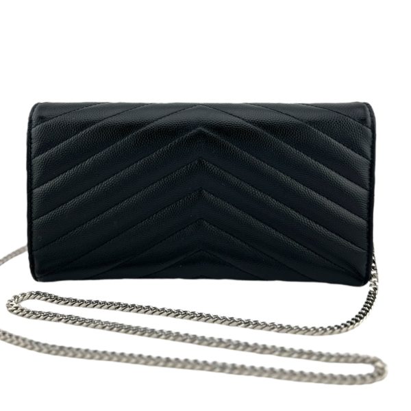 SAINT LAURENT Grain de Poudre Chevron Cassandra YSL Clutch with Unbranded Chain on Sale