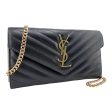 SAINT LAURENT Black Grain de Poudre Chevron Cassandra YSL Clutch with Chain Online