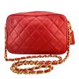 CHANEL Red Lambskin Camera Bag For Cheap