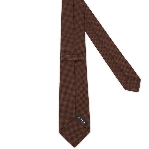 KITON Light Brown Micro Seven Fold Silk Tie NEW Online