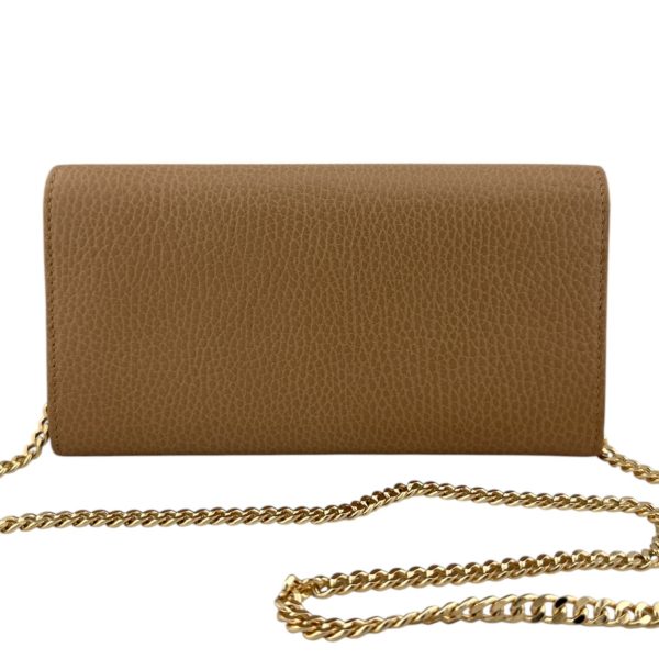 GUCCI Beige Pebbled Calfskin Interlocking GG Logo  Leather Wallet with added Chain Online