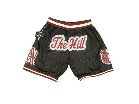 ALABAMA A&M UNIVERSITY BASKETBALL SHORTS Black with Maroon Pinstripes on Sale