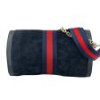 GUCCI Large Navy Suede Ophidia Clutch with added Strap & Chain Fashion