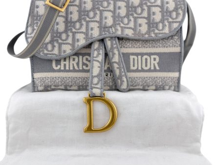 DIOR Grey Oblique Jacquard Saddle Bag Pochette Waist Bag For Sale