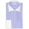 VANNUCCI Milano Delft Blue Bengal Striped Cotton Dress Shirt EU 41 NEW US 16 Hot on Sale