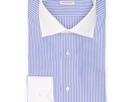 VANNUCCI Milano Delft Blue Bengal Striped Cotton Dress Shirt EU 41 NEW US 16 Hot on Sale