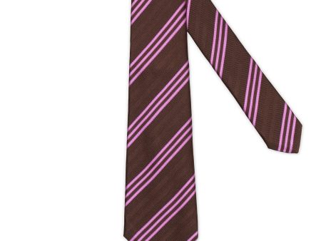 KITON Brown-Purple Diagonal Striped Seven Fold Silk Tie NEW Cheap