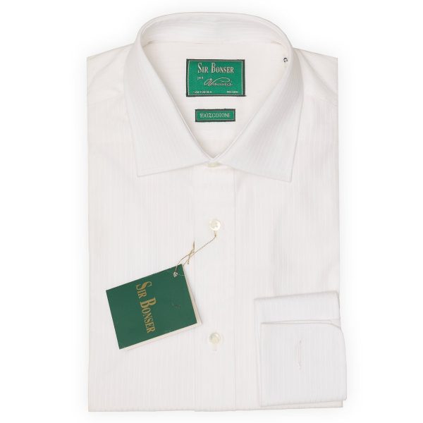 SIR BONSER for Vannucci White Twill Cotton French Cuff Dress Shirt EU 38 NEW US 15 on Sale