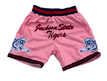 Jackson State  BASKETBALL SHORTS PINK NEW SCRIPT on Sale