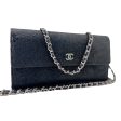 CHANEL Black Lace Goatskin Long Flap Wallet on Sale