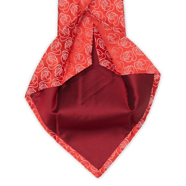 Kiton Red-White Floral Seven Fold Silk Tie NEW Online Sale