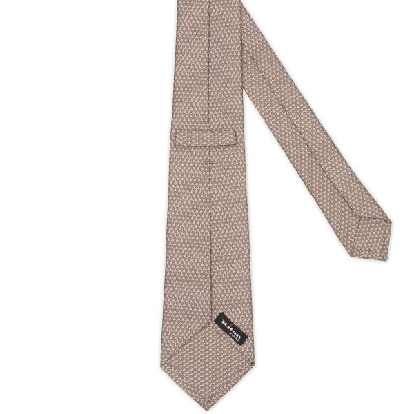 KITON Gray Geometric Seven Fold Silk Tie NEW Hot on Sale