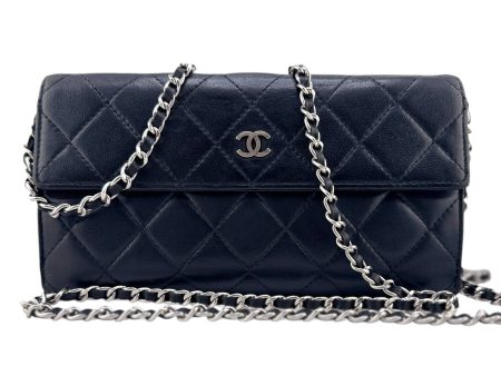 CHANEL Black Lambskin Leather Long Flap Wallet Online