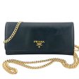 PRADA Black Saffiano Leather Wallet with Chain Hot on Sale