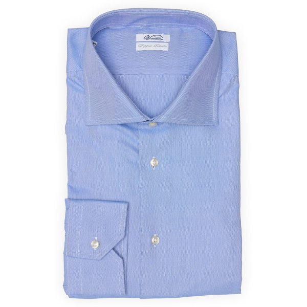 VANNUCCI Milano Blue Oxford Cloth Cotton Dress Shirt EU 45 NEW US 18 Cheap