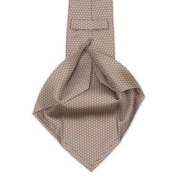 KITON Gray Geometric Seven Fold Silk Tie NEW Hot on Sale