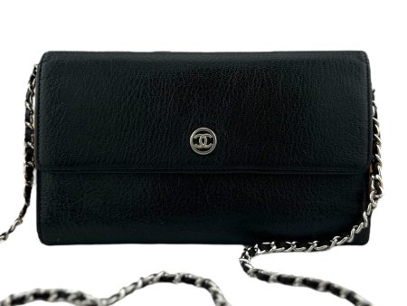 CHANEL Black Calfskin Trifold Wallet Fashion