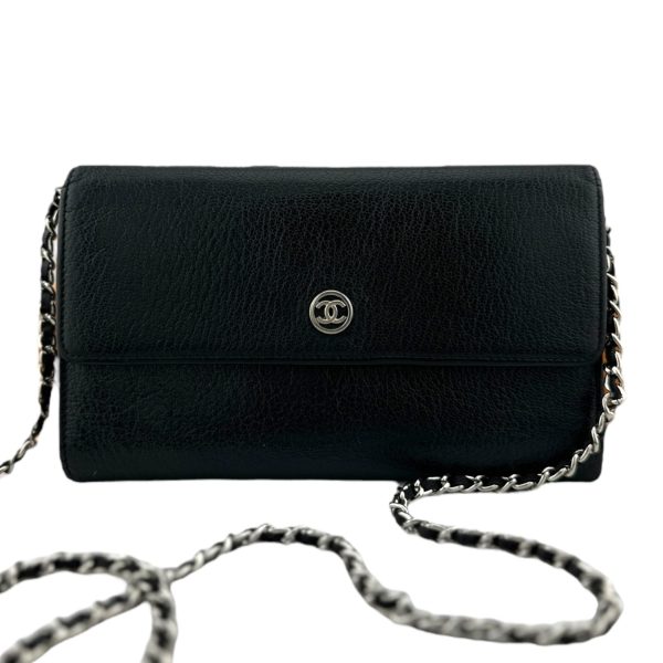 CHANEL Black Calfskin Trifold Wallet Fashion